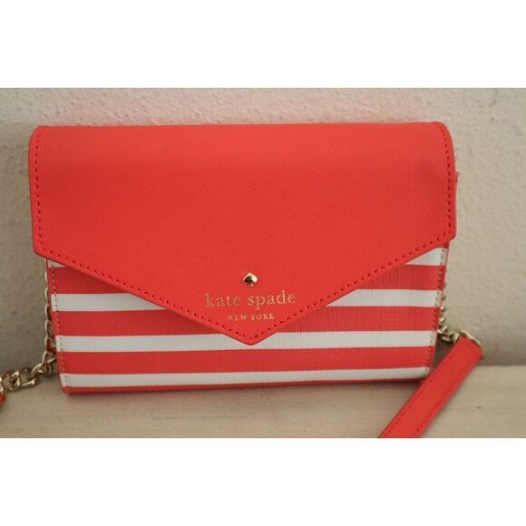 Kate Spade Women's Pink/White Striped Fairmount Square Monday Crossbody Bag - Picture 1 of 12
